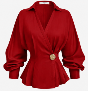 Luna Wrap Peplum Blouse - Image 4
