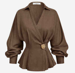 Luna Wrap Peplum Blouse - Image 3